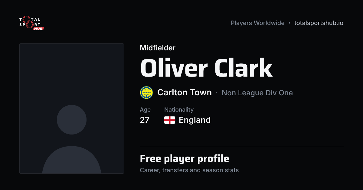 Share card: Oliver Clark — Midfielder, Carlton Town