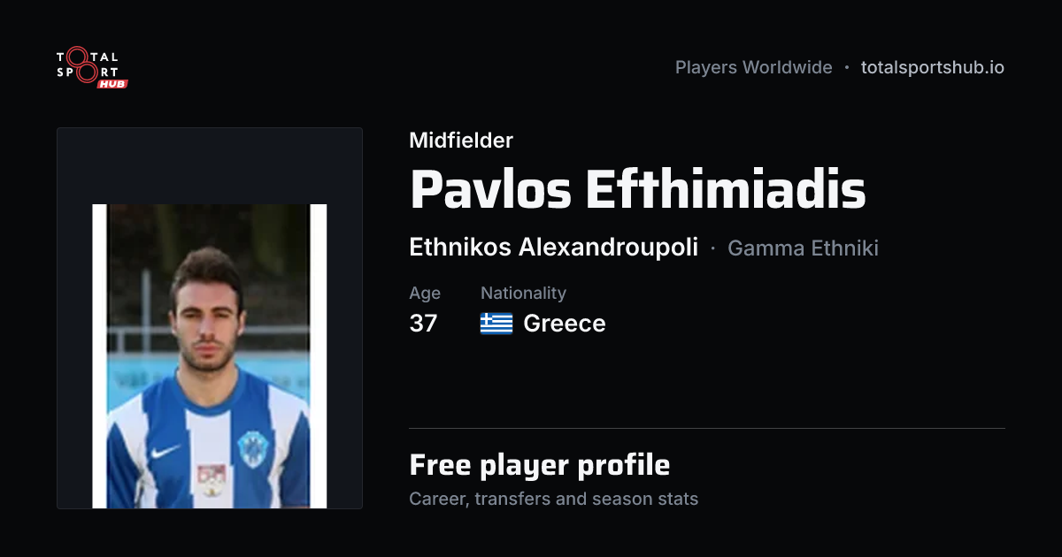 Share card: Pavlos Efthimiadis — Midfielder, Ethnikos Alexandroupoli