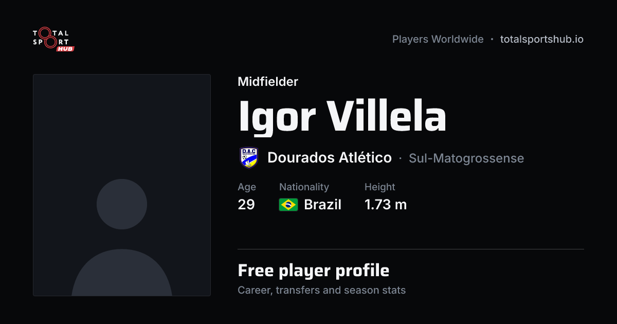 Share card: Igor Villela — Midfielder, Dourados Atlético
