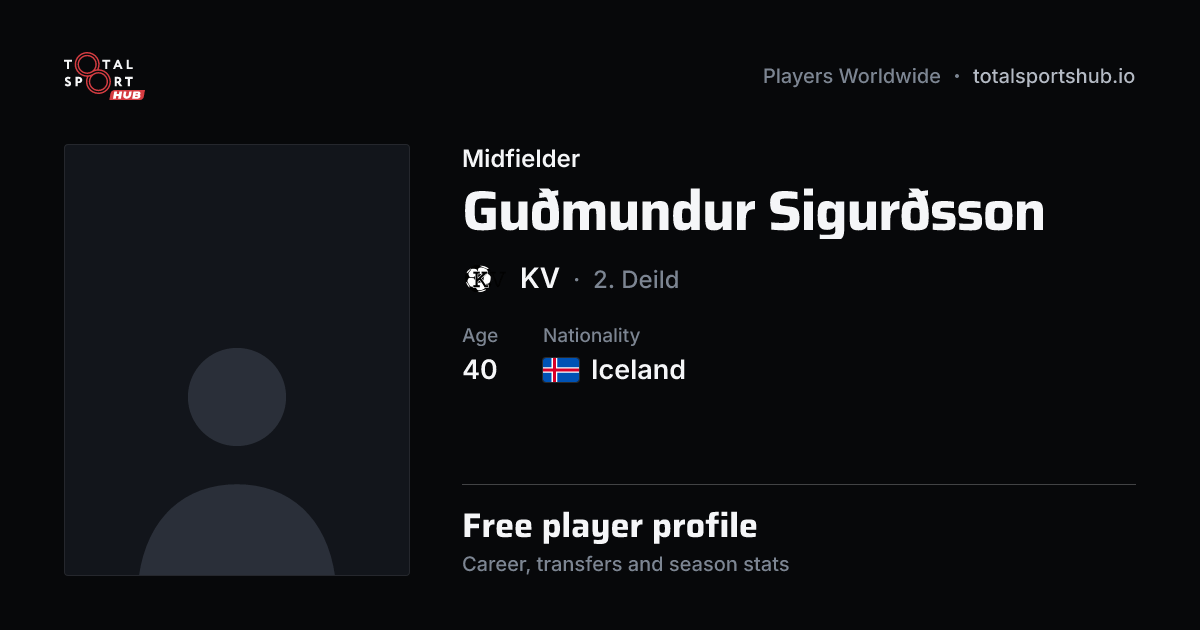 Share card: Guðmundur Sigurðsson — Midfielder, KV