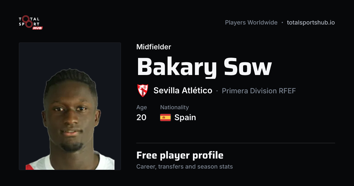 Share card: Bakary Sow — Midfielder, Sevilla Atlético