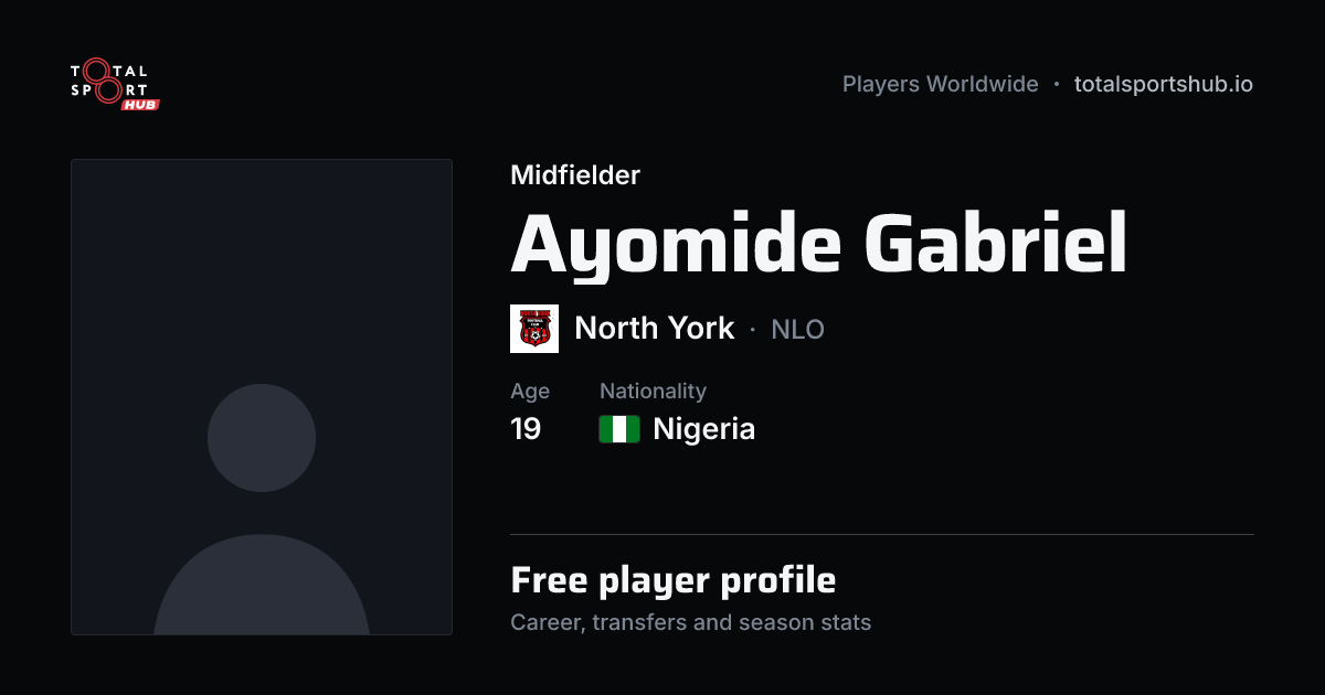Share card: Ayomide Gabriel — Midfielder, North York