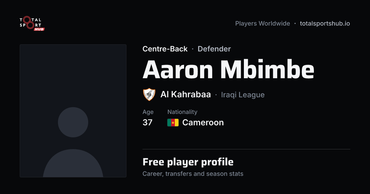 Share card: Aaron Mbimbe — Centre-Back, Al Kahrabaa