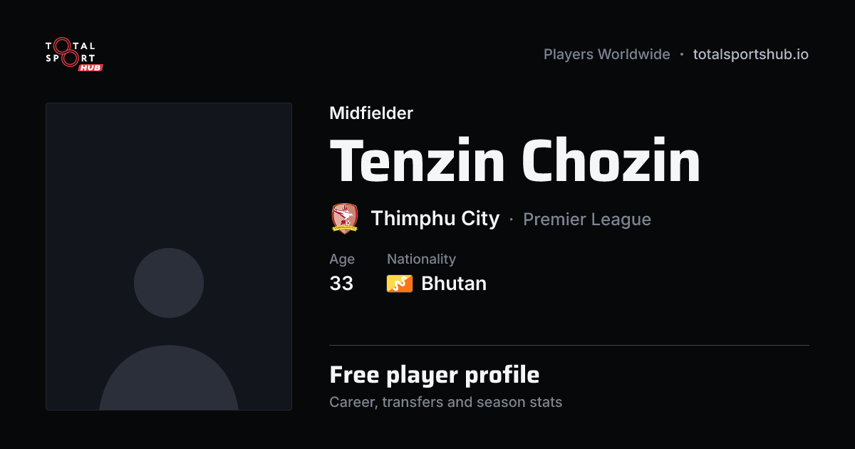 Share card: Tenzin Chozin — Midfielder, Thimphu City