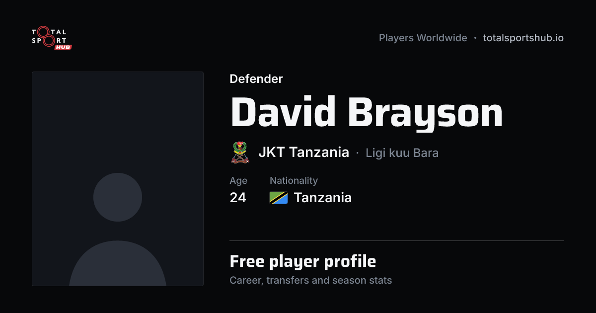 Share card: David Brayson — Defender, JKT Tanzania