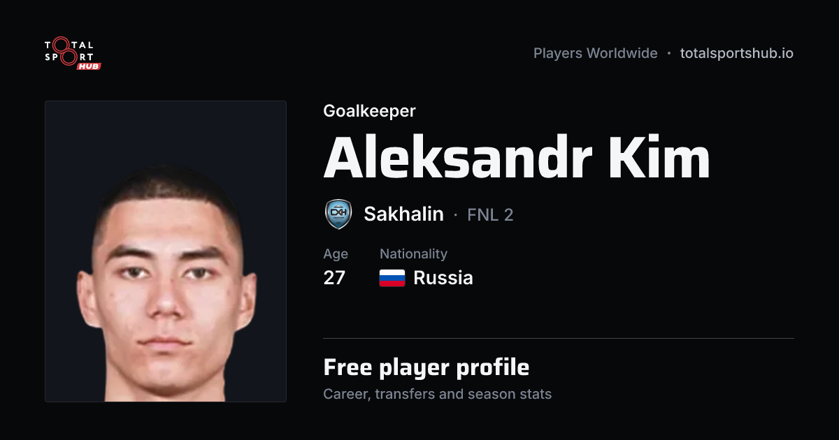 Share card: Aleksandr Kim — Goalkeeper, Sakhalin