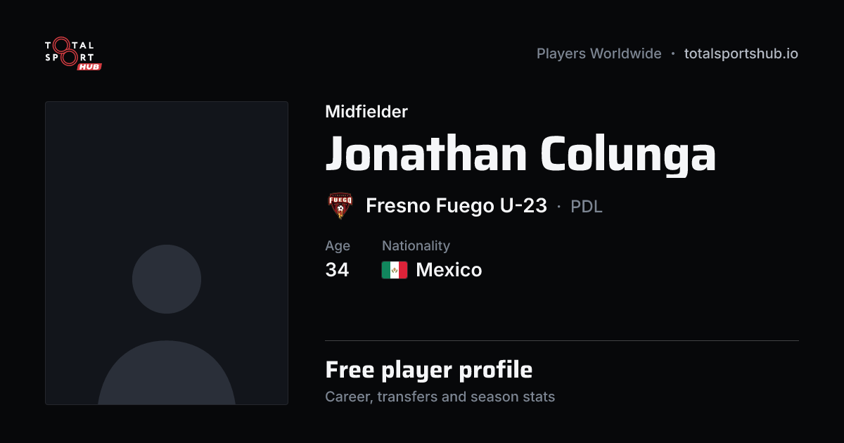 Share card: Jonathan Colunga — Midfielder, Fresno Fuego U-23