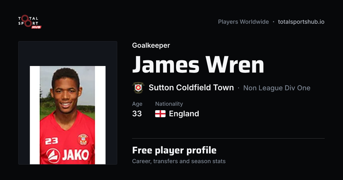 Share card: James Wren — Goalkeeper, Sutton Coldfield Town