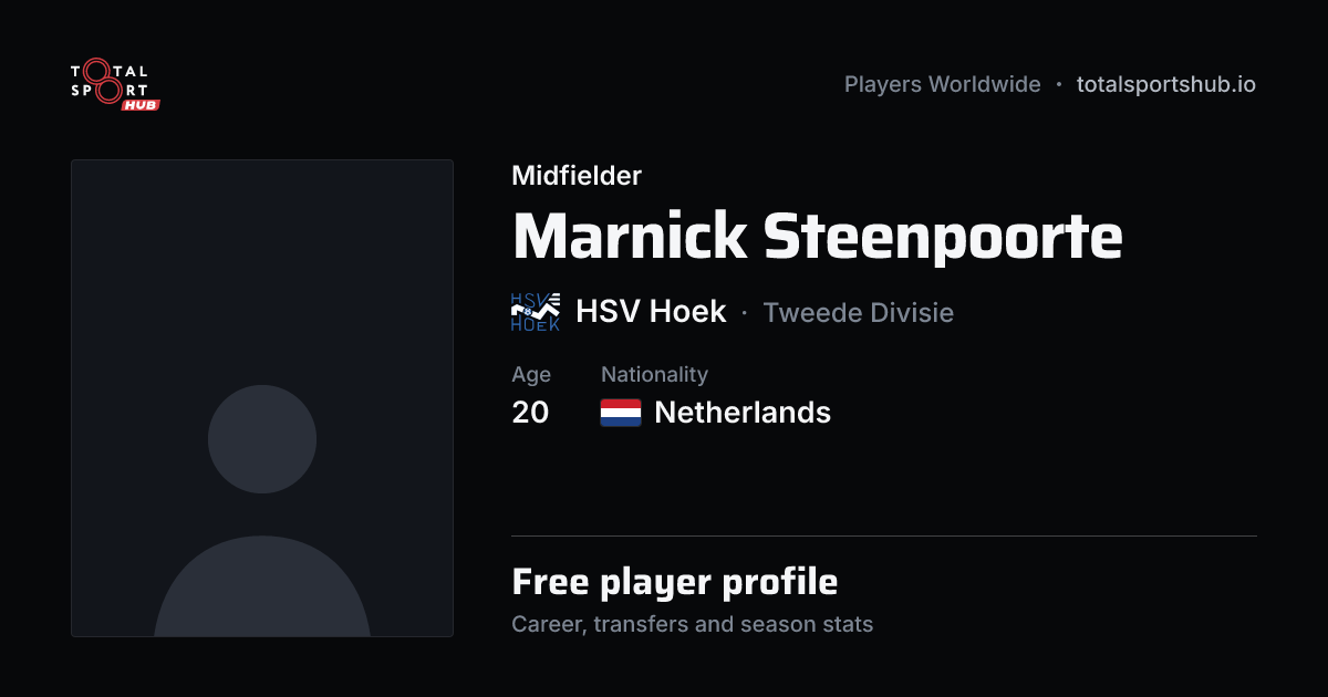 Share card: Marnick Steenpoorte — Midfielder, HSV Hoek