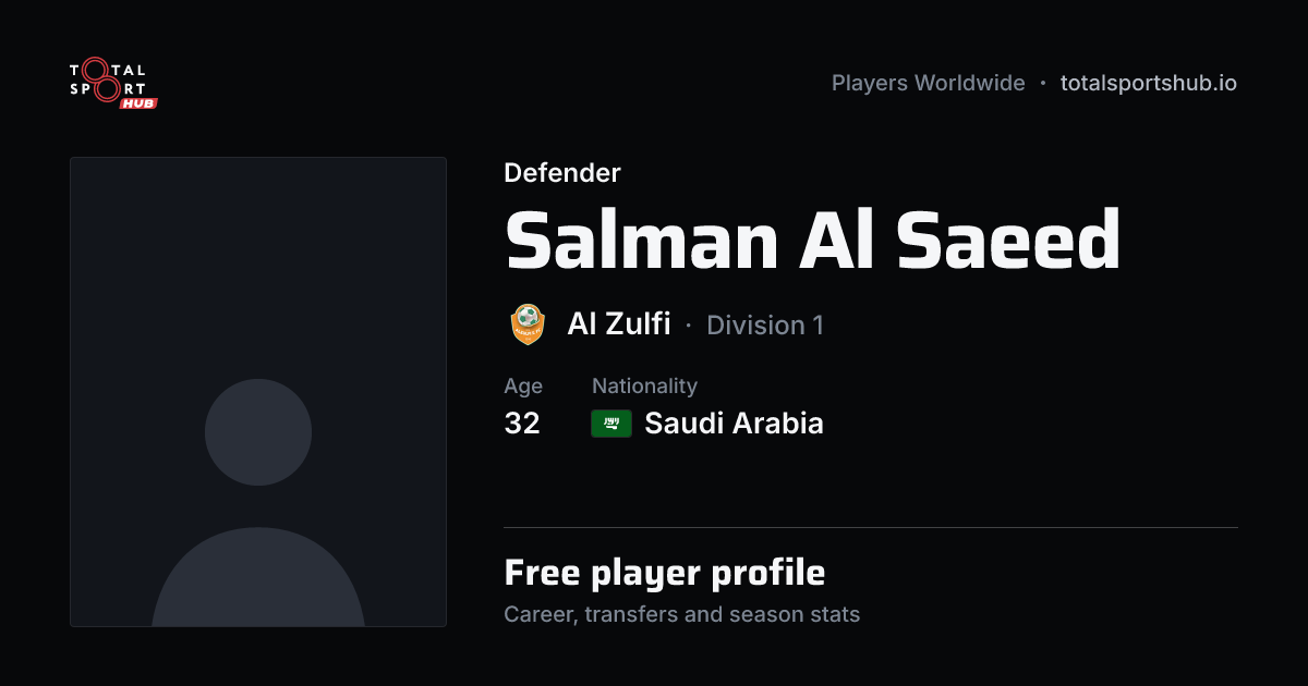 Share card: Salman Al Saeed — Defender, Al Zulfi