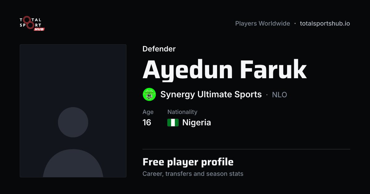 Share card: Ayedun Faruk — Defender, Synergy Ultimate Sports