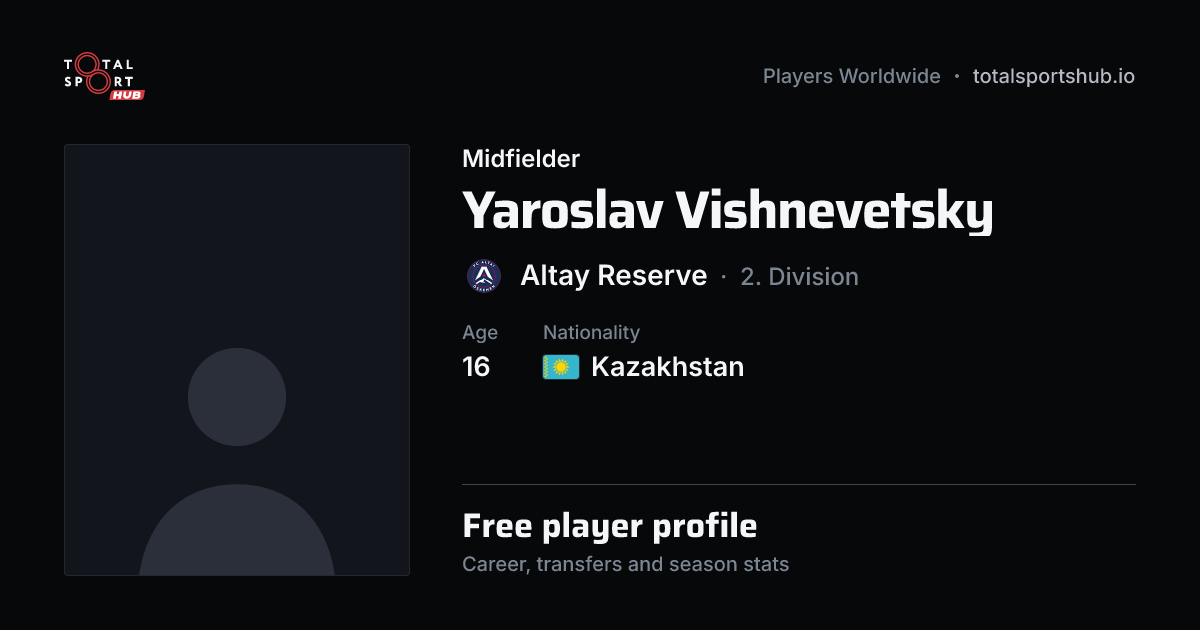 Share card: Yaroslav Vishnevetsky — Midfielder, Altay Reserve