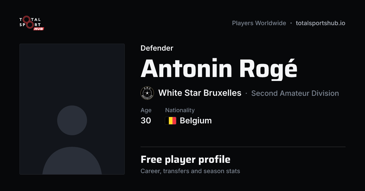 Share card: Antonin Rogé — Defender, White Star Bruxelles