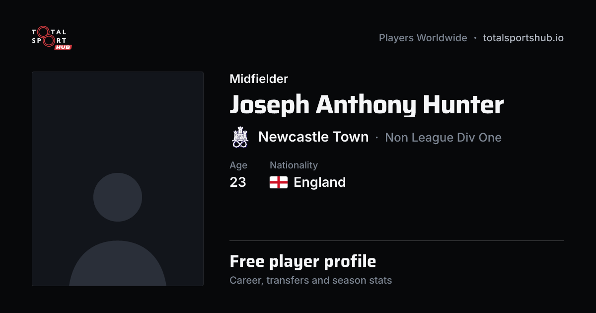 Share card: Joseph Anthony Hunter — Midfielder, Newcastle Town