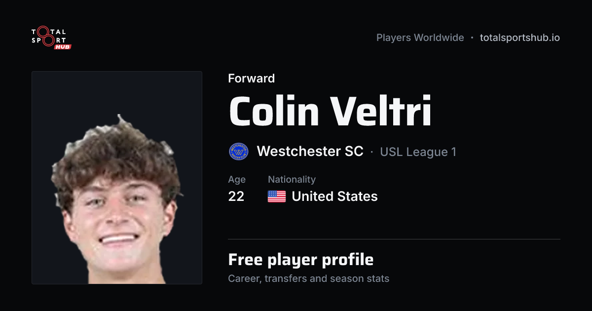 Share card: Colin Veltri — Forward, Westchester SC