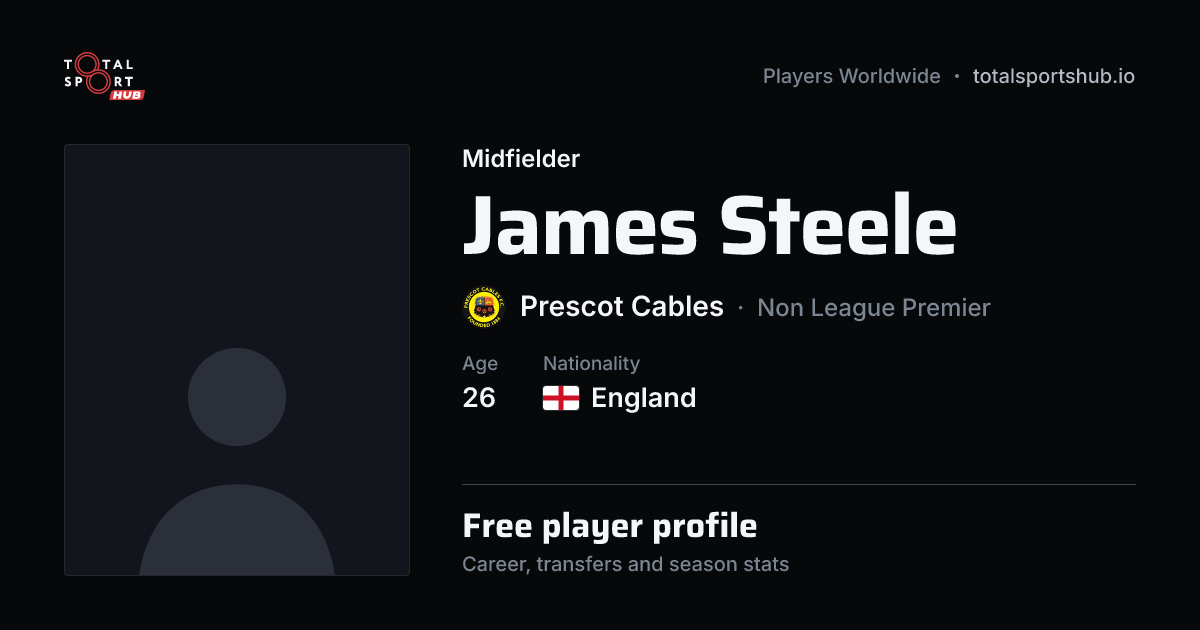 Share card: James Steele — Midfielder, Prescot Cables