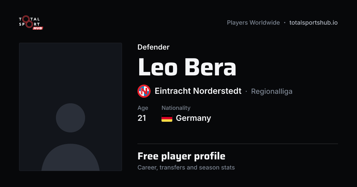 Share card: Leo Bera — Defender, Eintracht Norderstedt