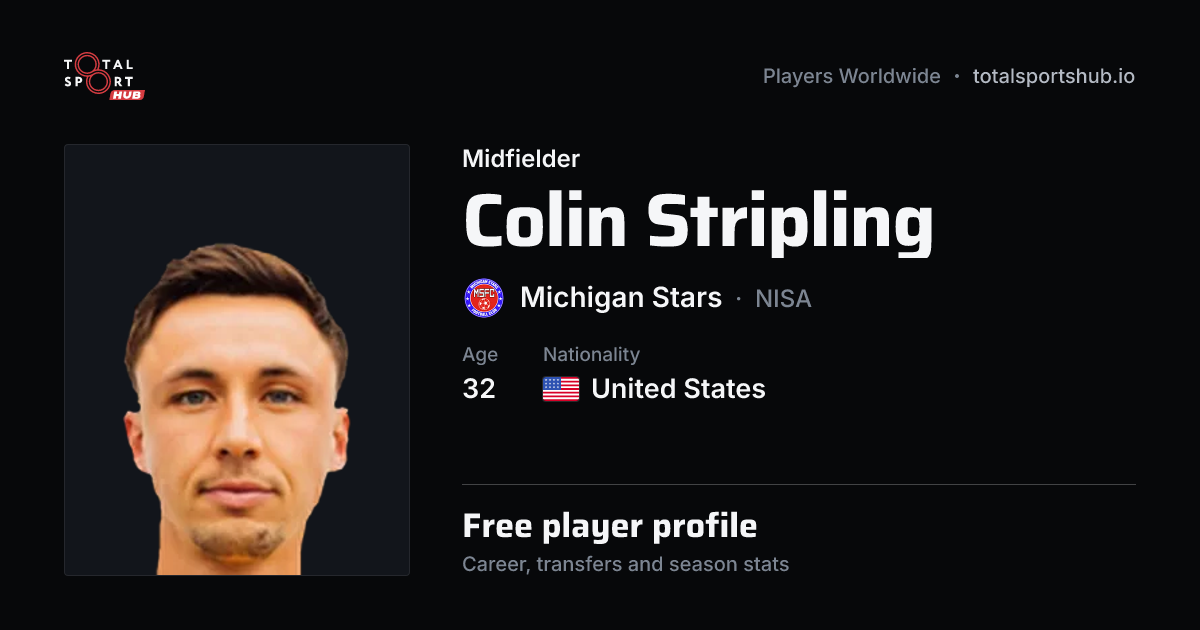 Share card: Colin Stripling — Midfielder, Michigan Stars