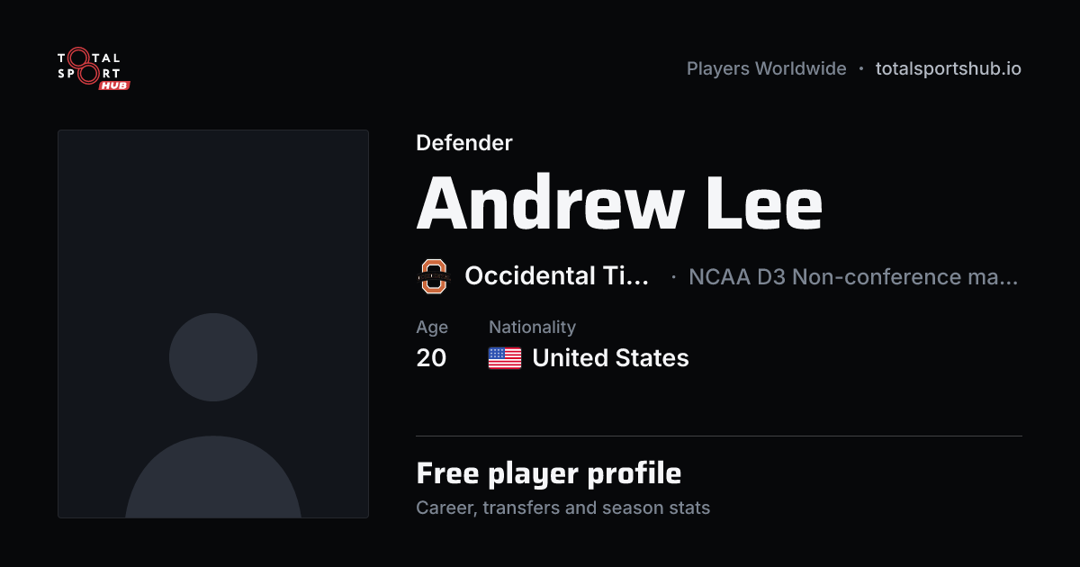 Share card: Andrew Lee — Defender, Occidental Tigers